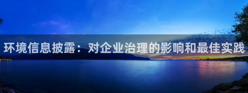 凯发k8ag旗舰厅真人平台|环境信息披露：对企业治理的影响和最佳实践